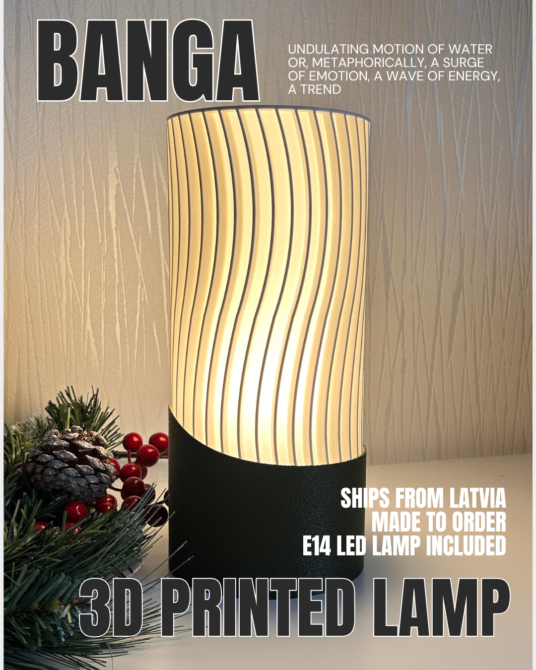 Banguota 3D spausdinta LED lempa „BANGA“