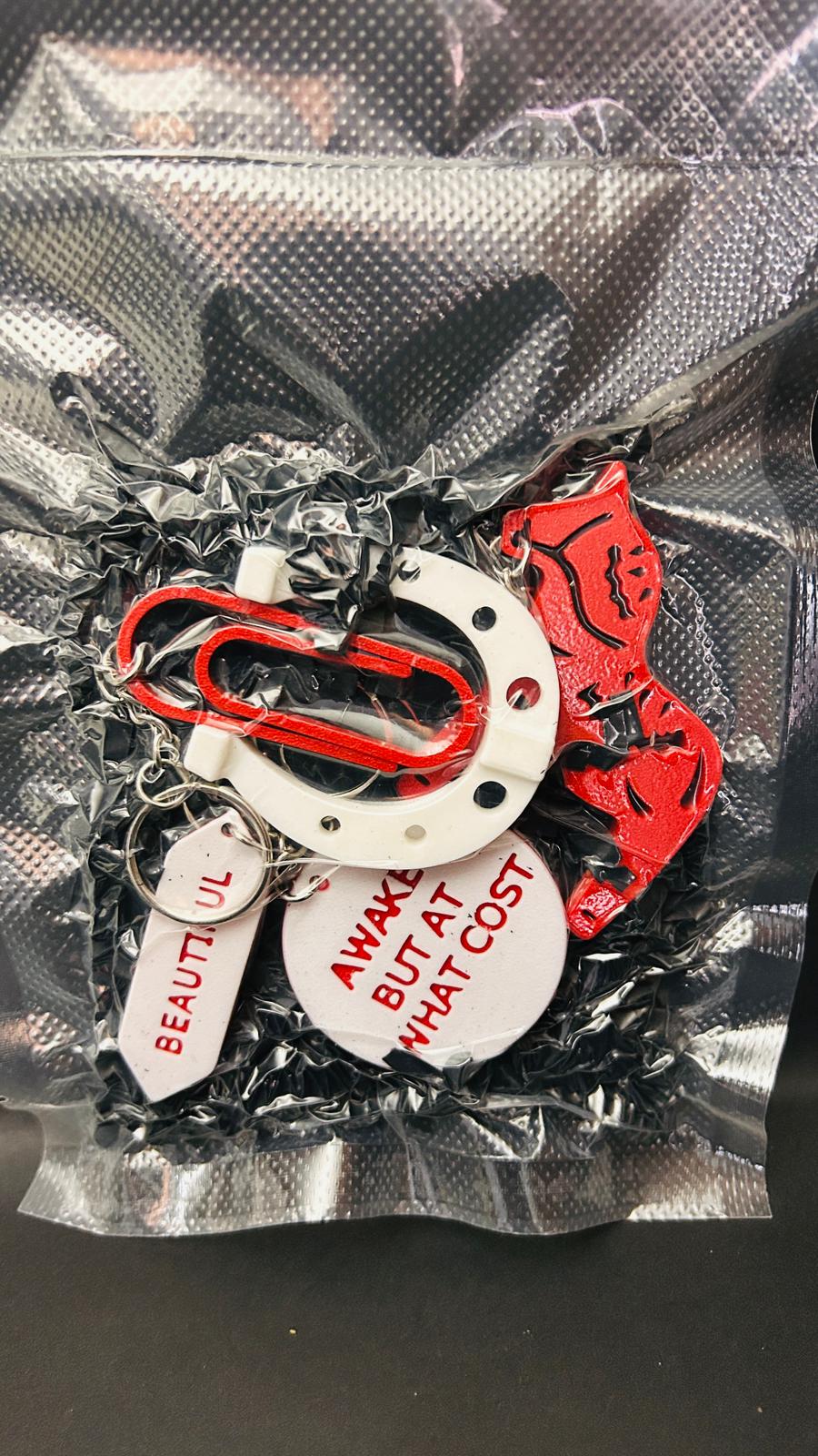 Set of Lucky Charms for New Year – Red Horse and Horseshoe are Symbol of Strength, Success & Protection for the New Year