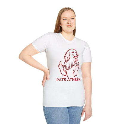 Graphic T-Shirt — 'Pats Atnešk' Dog Giving Middle Fingers, Funny Sarcastic Tee