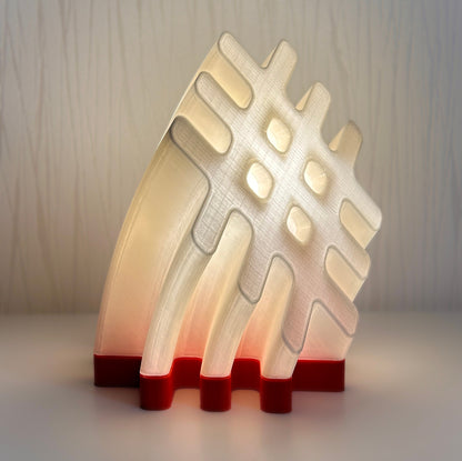 3D spausdinta LED lempa – Akas Zīme