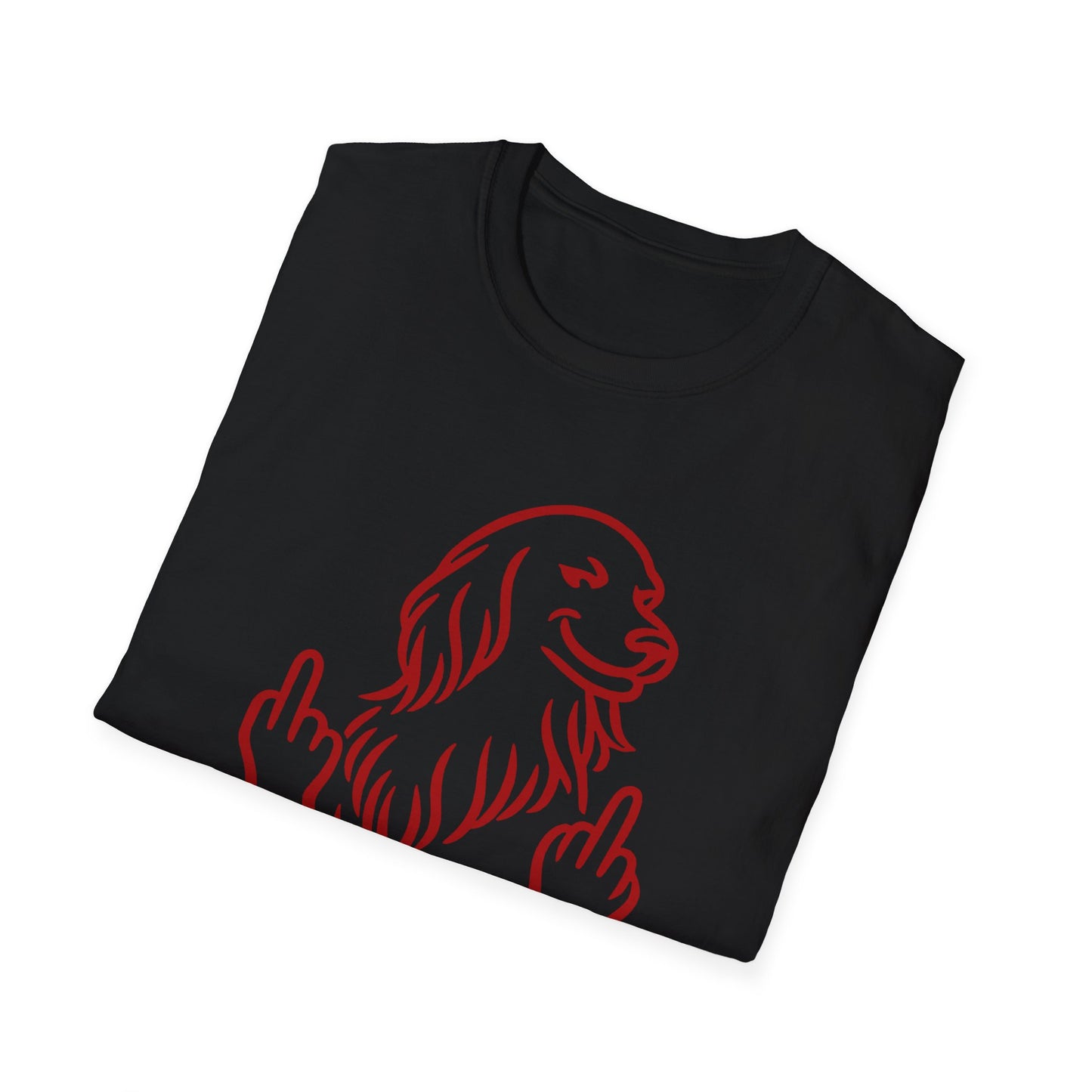 Graphic T-Shirt — 'Pats Atnešk' Dog Giving Middle Fingers, Funny Sarcastic Tee