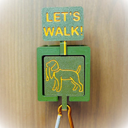 Dog leash wall mount – changing sign “Let’s Walk / On a Walk”