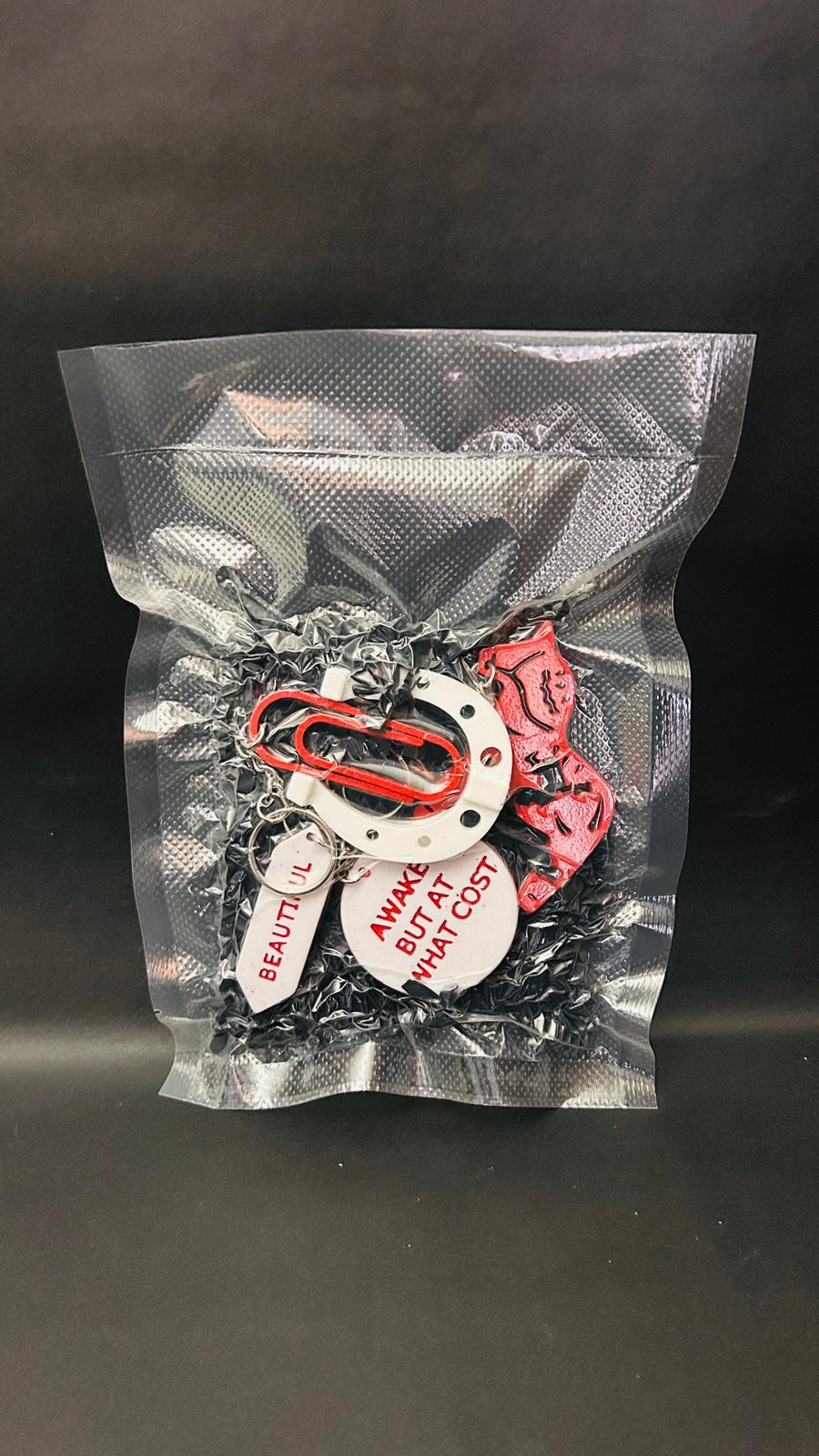 Set of Lucky Charms for New Year – Red Horse and Horseshoe are Symbol of Strength, Success & Protection for the New Year