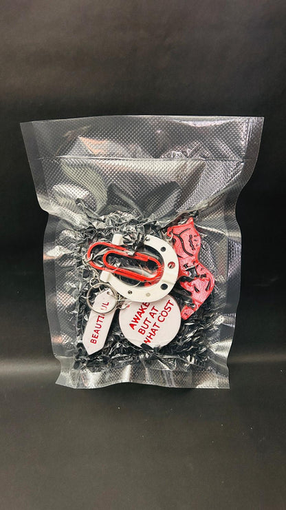 Set of Lucky Charms for New Year – Red Horse and Horseshoe are Symbol of Strength, Success & Protection for the New Year