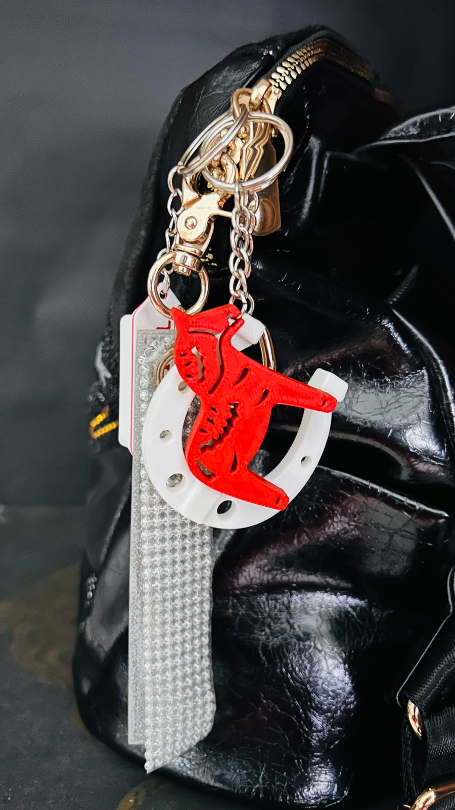 Set of Lucky Charms for New Year – Red Horse and Horseshoe are Symbol of Strength, Success & Protection for the New Year