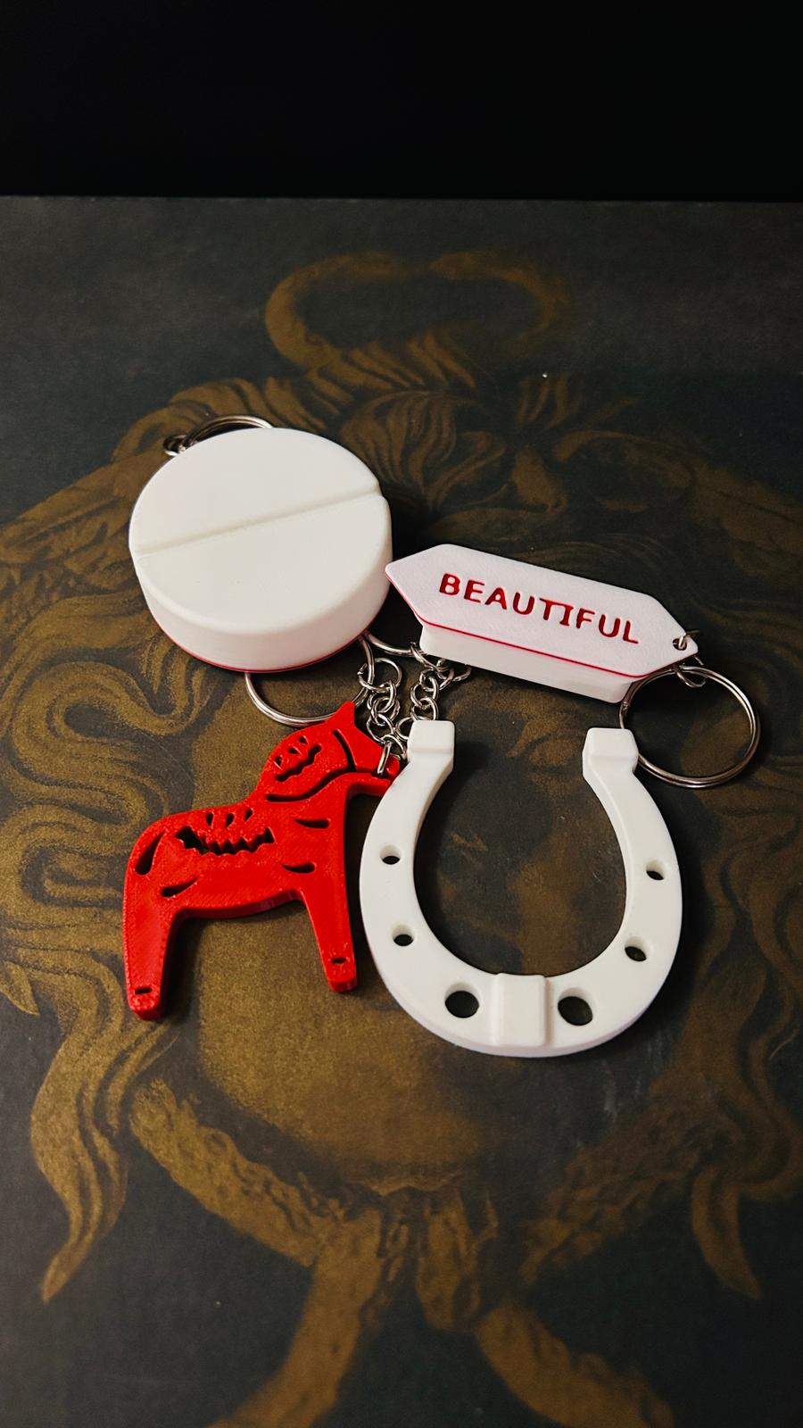 Set of Lucky Charms for New Year – Red Horse and Horseshoe are Symbol of Strength, Success & Protection for the New Year
